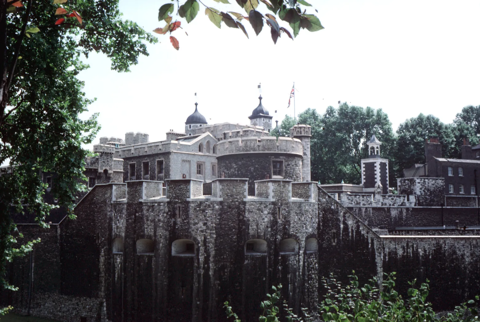 Parapets and defensive walls overlooking the river